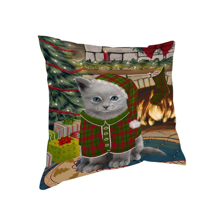 The Stocking was Hung Russian Blue Cat Pillow PIL71272