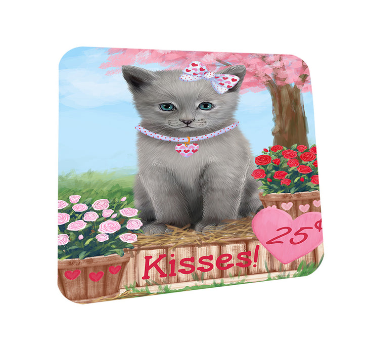 Rosie 25 Cent Kisses Russian Blue Cat Coasters Set of 4 CST55969