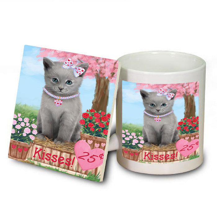 Rosie 25 Cent Kisses Russian Blue Cat Mug and Coaster Set MUC56003