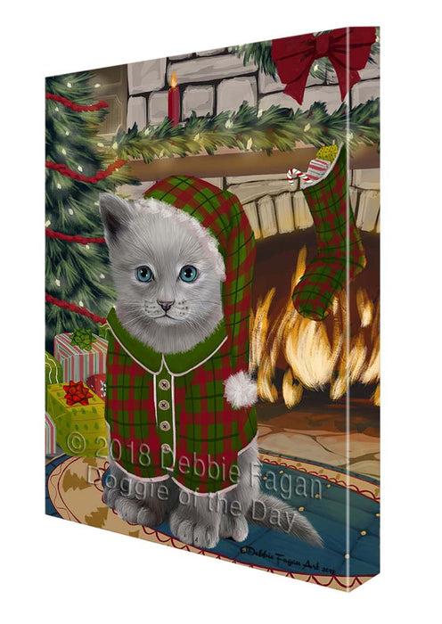 The Stocking was Hung Russian Blue Cat Canvas Print Wall Art Décor CVS120203