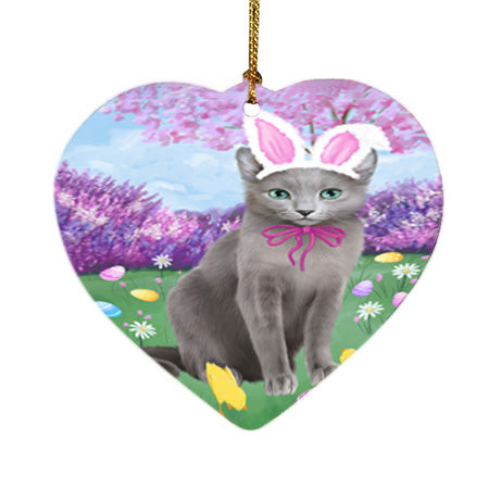 Easter Holiday Russian Blue Cat Heart Christmas Ornament HPOR57331
