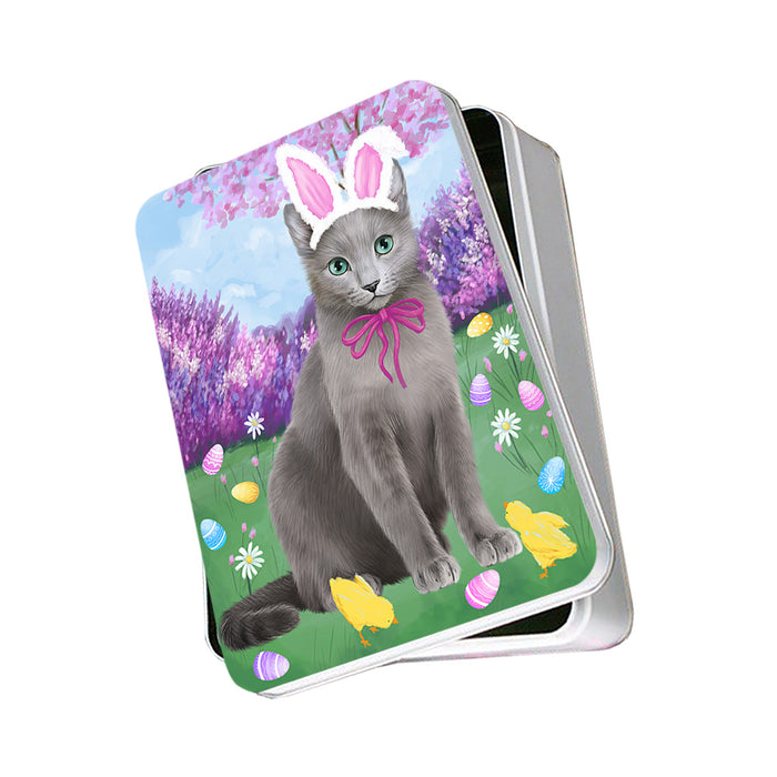 Easter Holiday Russian Blue Cat Photo Storage Tin PITN56873