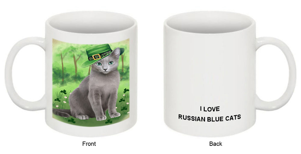 St. Patricks Day Irish Portrait Russian Blue Cat Coffee Mug MUG52432