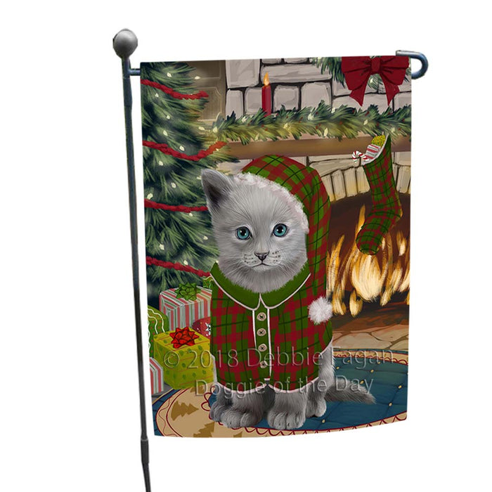 The Stocking was Hung Russian Blue Cat Garden Flag GFLG55879