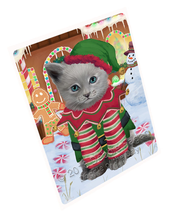Christmas Gingerbread House Candyfest Russian Blue Cat Large Refrigerator / Dishwasher Magnet RMAG101388