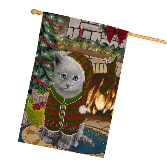 The Stocking was Hung Russian Blue Cat House Flag FLG56015