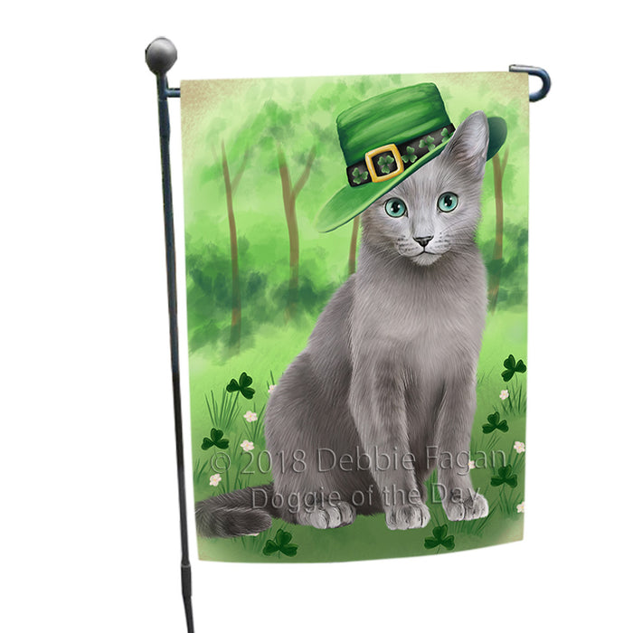 St. Patricks Day Irish Portrait Russian Blue Cat Garden Flag GFLG65002
