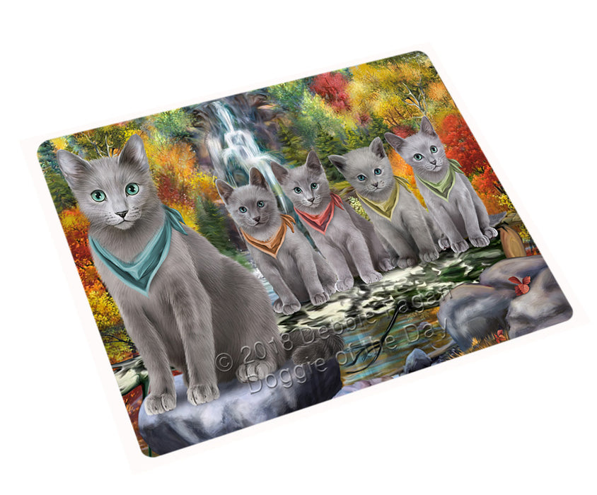 Scenic Waterfall Russian Blue Cats Large Refrigerator / Dishwasher Magnet RMAG72162