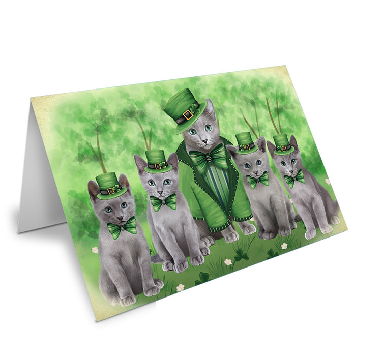 St. Patricks Day Irish Portrait Russian Blue Cats Handmade Artwork Assorted Pets Greeting Cards and Note Cards with Envelopes for All Occasions and Holiday Seasons GCD76619