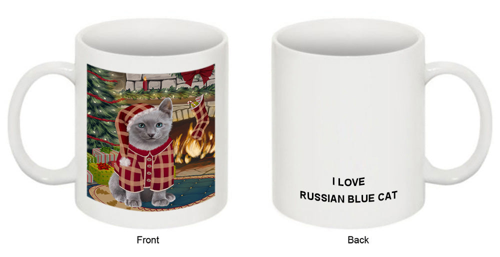 The Stocking was Hung Russian Blue Cat Coffee Mug MUG50985