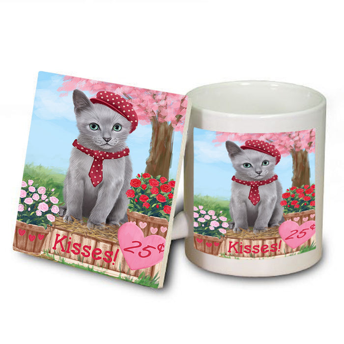 Rosie 25 Cent Kisses Russian Blue Cat Mug and Coaster Set MUC56004