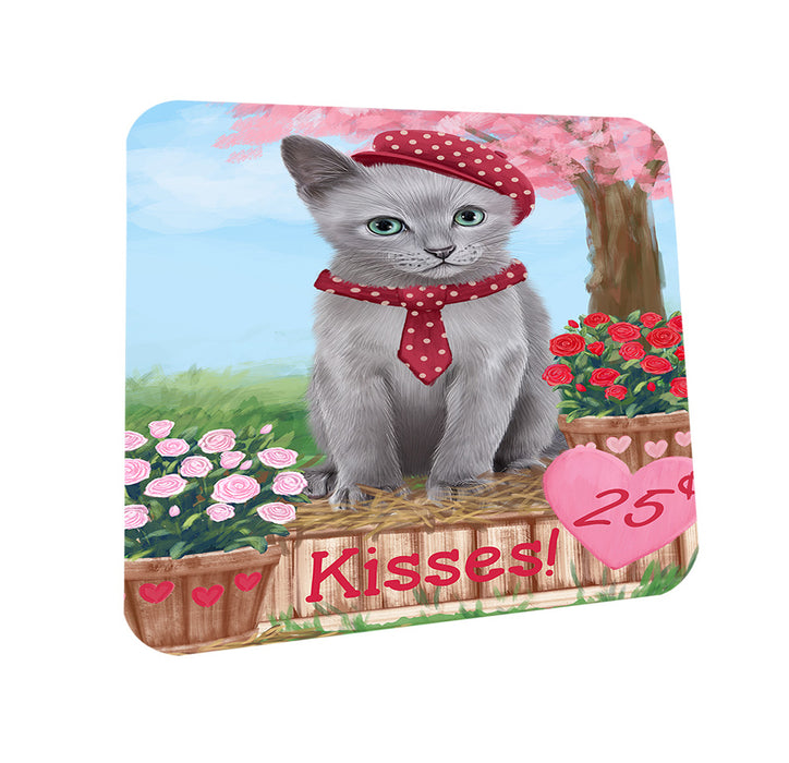 Rosie 25 Cent Kisses Russian Blue Cat Coasters Set of 4 CST55970