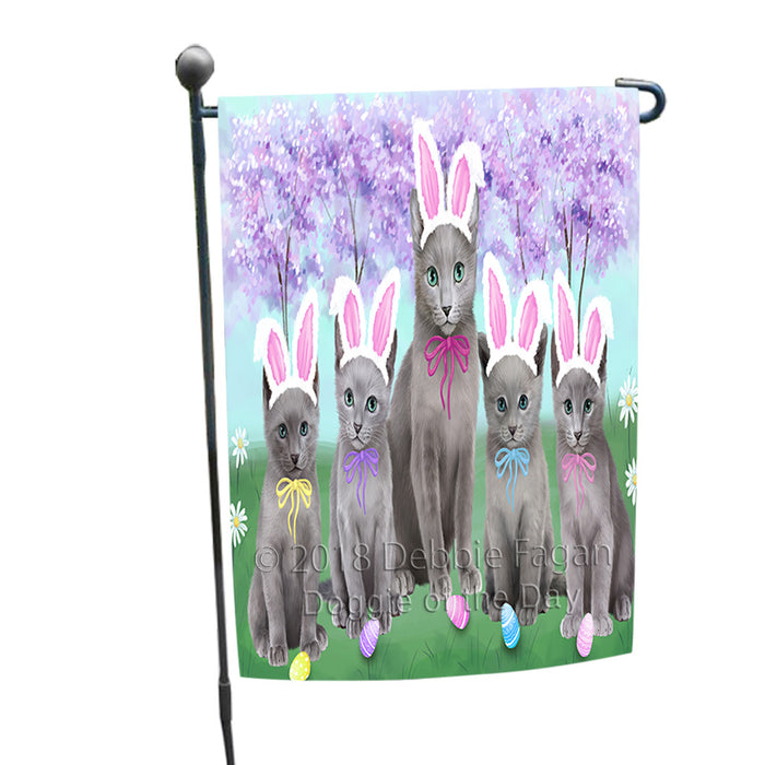 Easter Holiday Russian Blue Cats Garden Flag GFLG57580