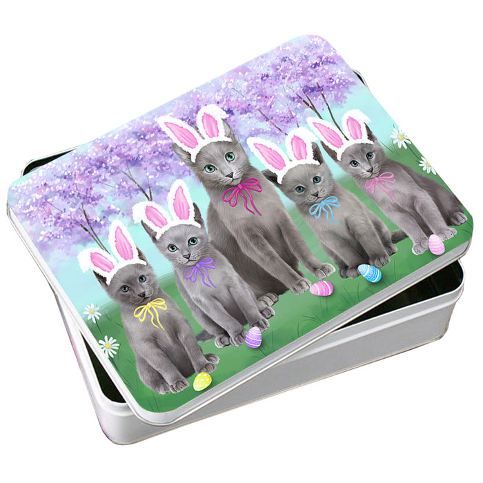 Easter Holiday Russian Blue Cats Photo Storage Tin PITN56874