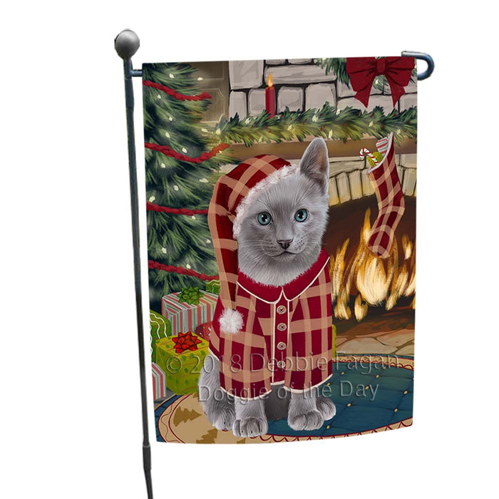 The Stocking was Hung Russian Blue Cat Garden Flag GFLG55880