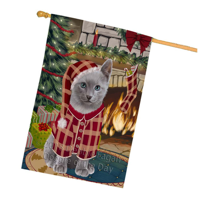 The Stocking was Hung Russian Blue Cat House Flag FLG56016
