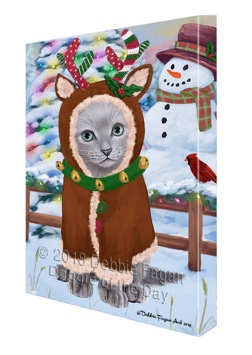 Christmas Gingerbread House Candyfest Russian Blue Cat Canvas Print Wall Art Décor CVS130913