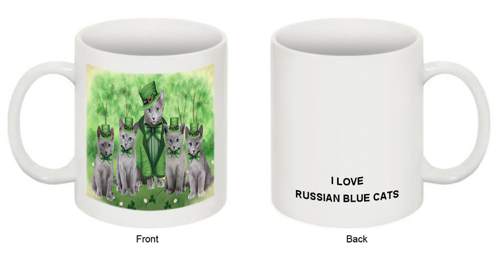 St. Patricks Day Irish Portrait Russian Blue Cats Coffee Mug MUG52433