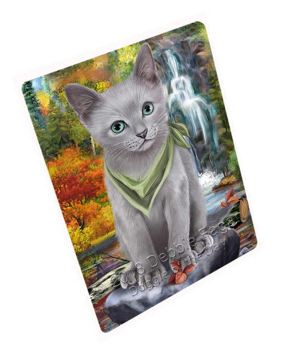 Scenic Waterfall Russian Blue Cat Large Refrigerator / Dishwasher Magnet RMAG72168