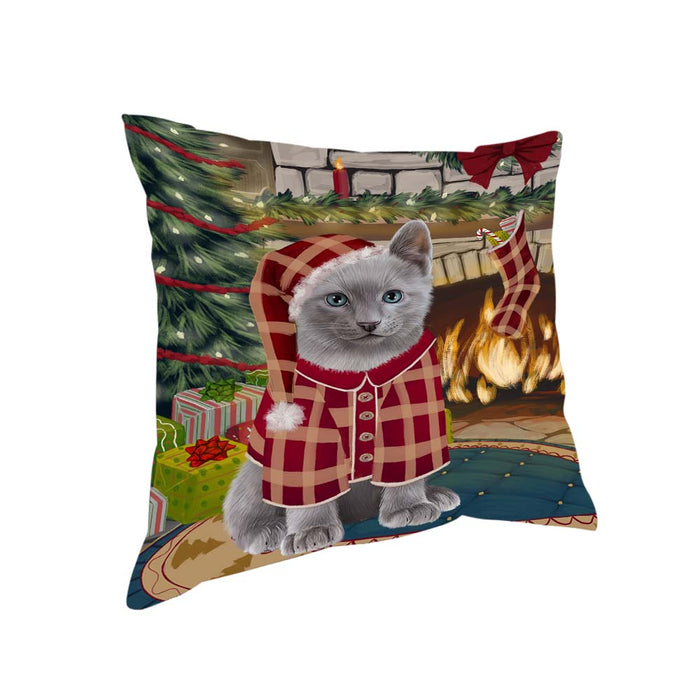 The Stocking was Hung Russian Blue Cat Pillow PIL71276