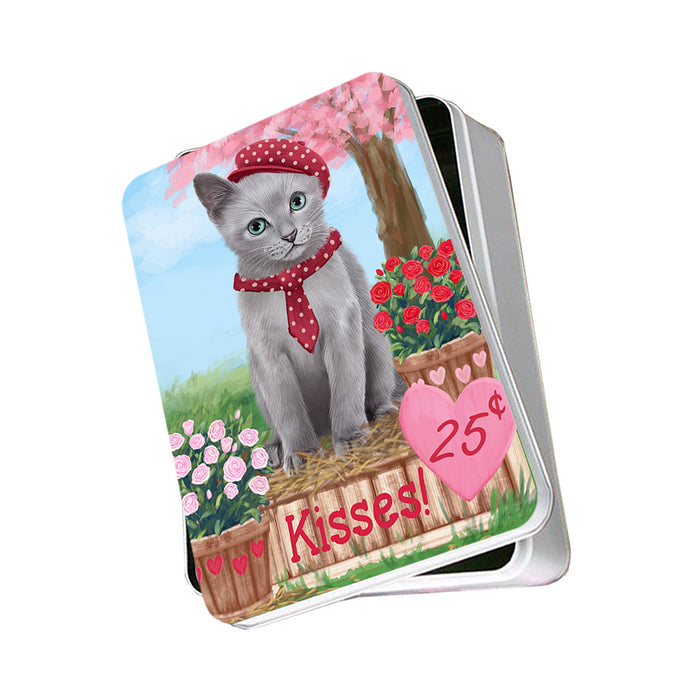 Rosie 25 Cent Kisses Russian Blue Cat Photo Storage Tin PITN55955