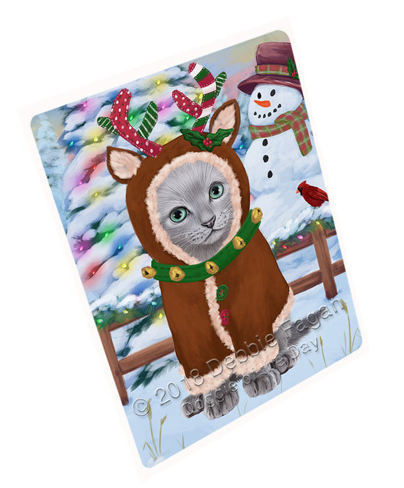 Christmas Gingerbread House Candyfest Russian Blue Cat Large Refrigerator / Dishwasher Magnet RMAG101394