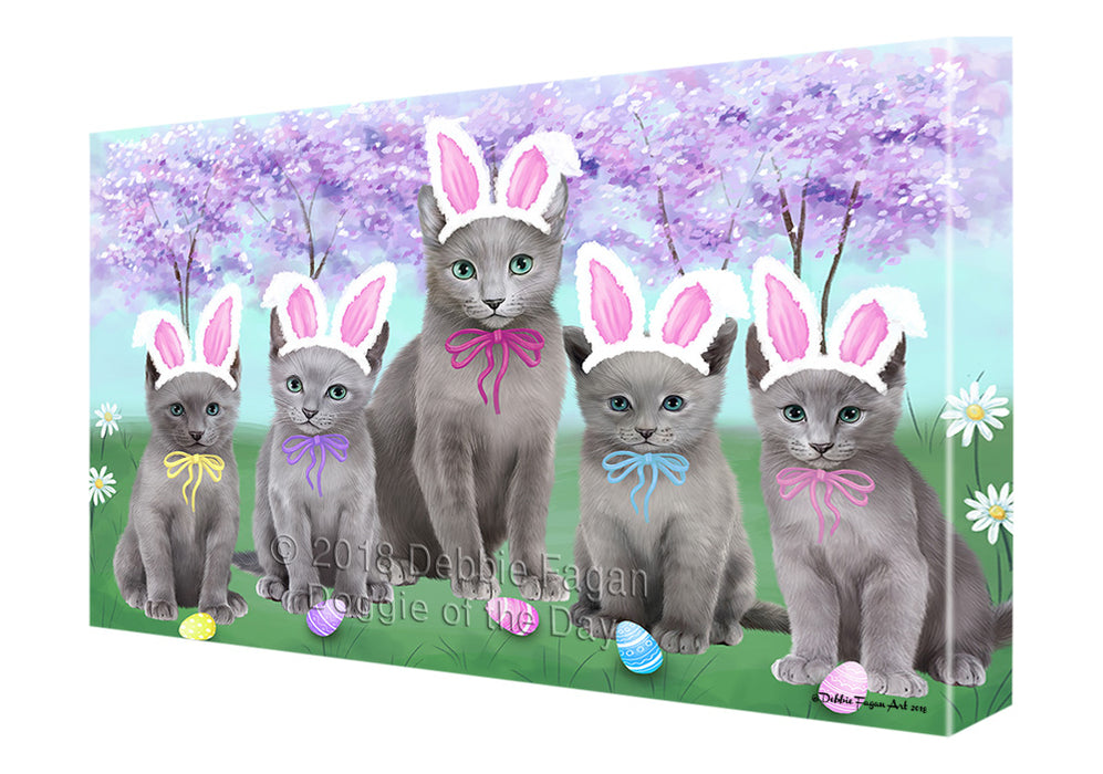 Easter Holiday Russian Blue Cats Canvas Print Wall Art Décor CVS134792