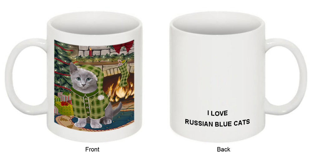 The Stocking was Hung Russian Blue Cat Coffee Mug MUG50986