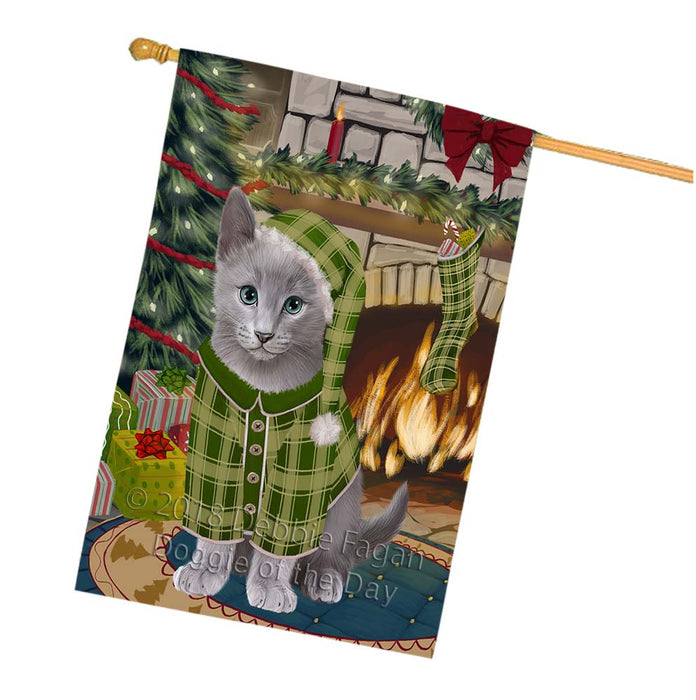 The Stocking was Hung Russian Blue Cat House Flag FLG56017