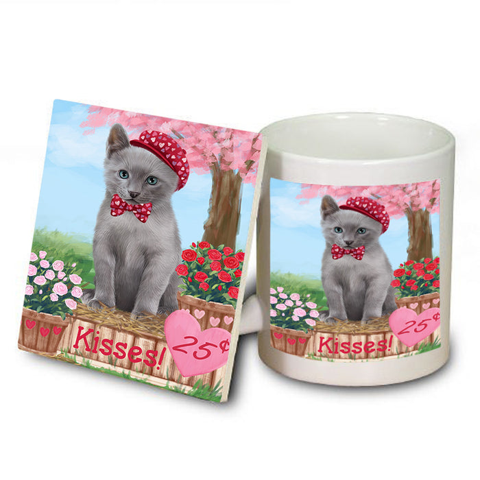 Rosie 25 Cent Kisses Russian Blue Cat Mug and Coaster Set MUC56005