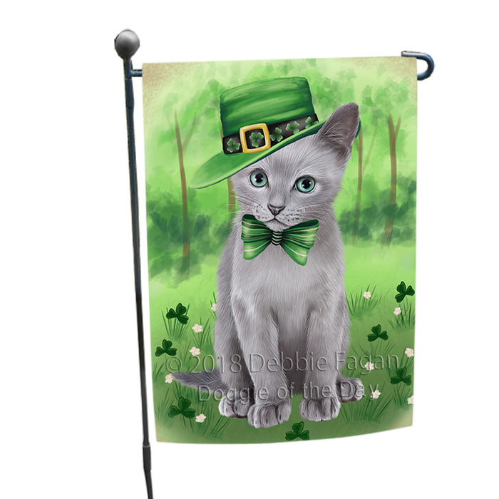 St. Patricks Day Irish Portrait Russian Blue Cat Garden Flag GFLG65004