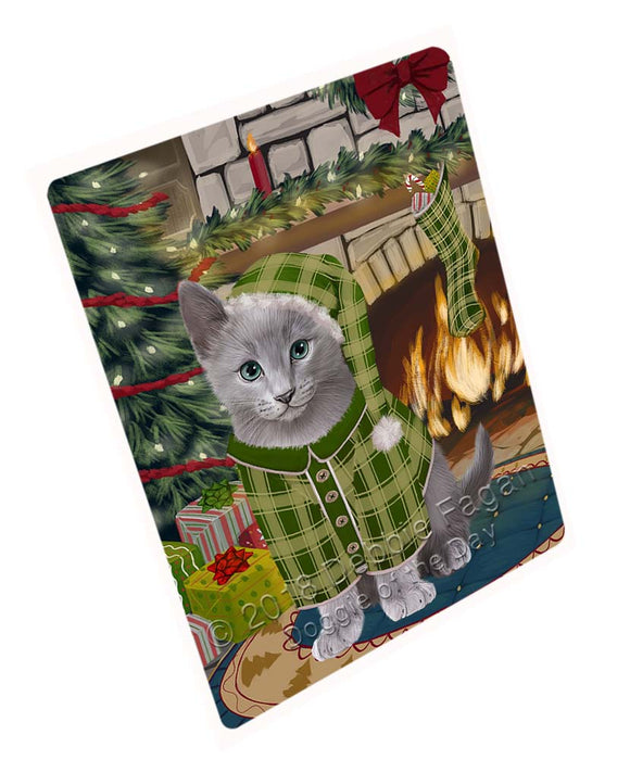 The Stocking was Hung Russian Blue Cat Large Refrigerator / Dishwasher Magnet RMAG95796