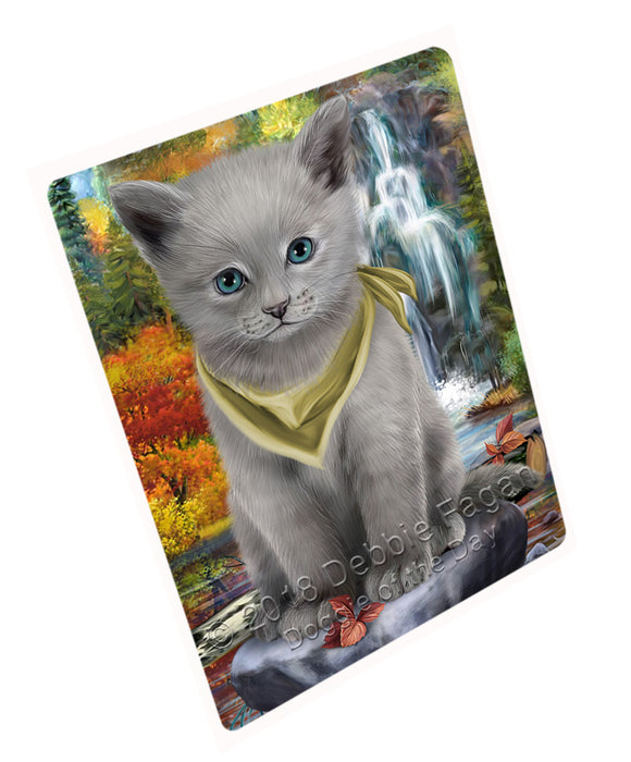 Scenic Waterfall Russian Blue Cat Large Refrigerator / Dishwasher Magnet RMAG72174