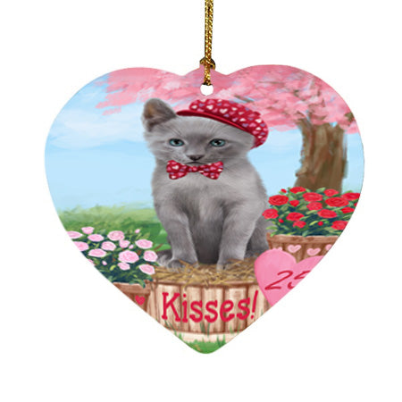 Rosie 25 Cent Kisses Russian Blue Cat Heart Christmas Ornament HPOR56369