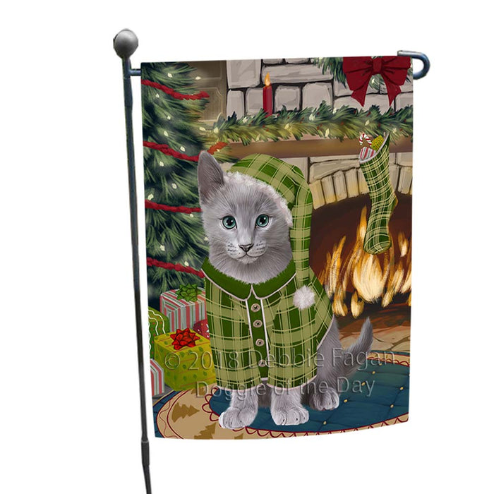 The Stocking was Hung Russian Blue Cat Garden Flag GFLG55881