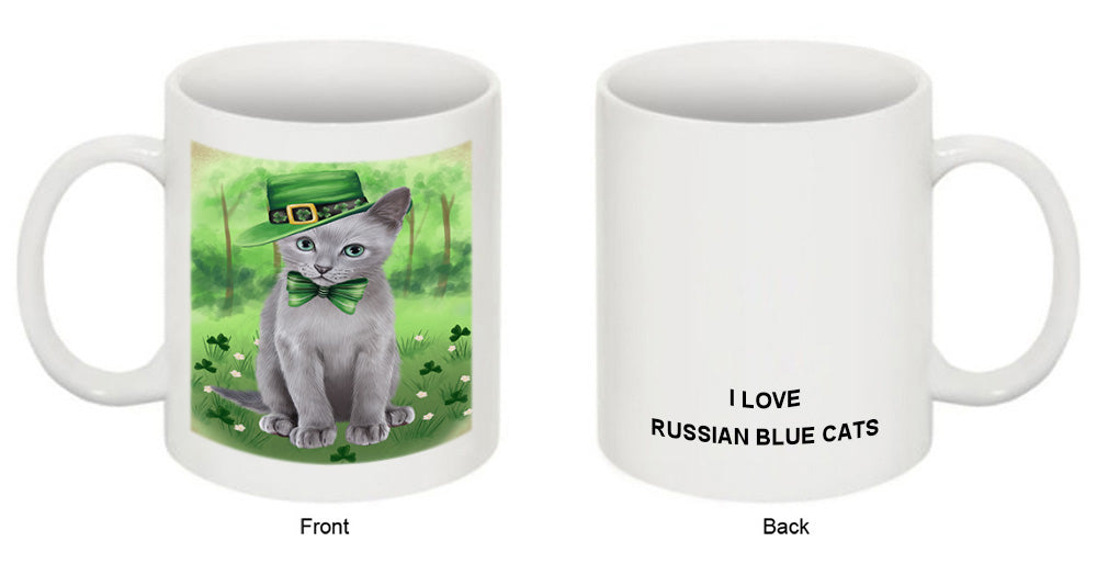 St. Patricks Day Irish Portrait Russian Blue Cat Coffee Mug MUG52434