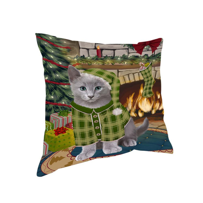 The Stocking was Hung Russian Blue Cat Pillow PIL71280