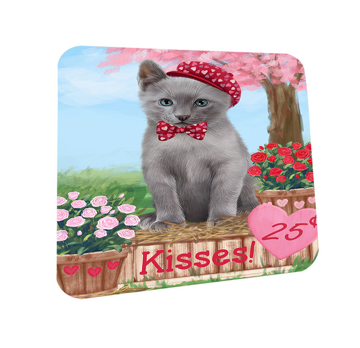 Rosie 25 Cent Kisses Russian Blue Cat Coasters Set of 4 CST55971