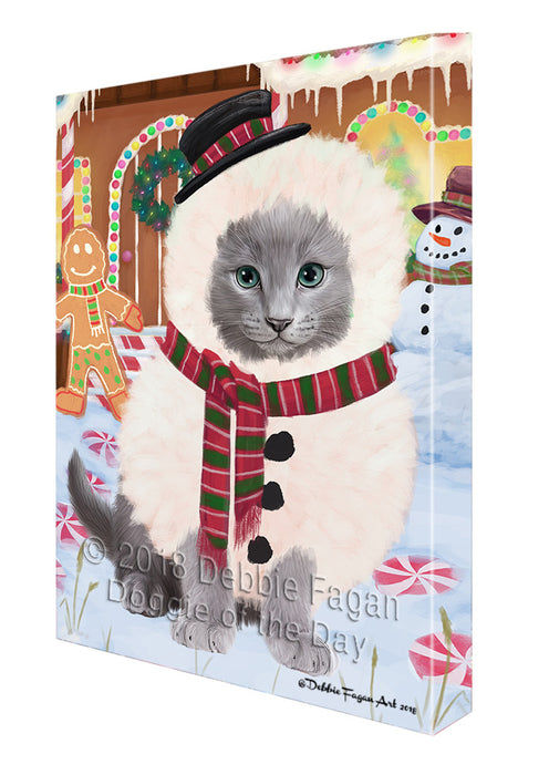 Christmas Gingerbread House Candyfest Russian Blue Cat Canvas Print Wall Art Décor CVS130931