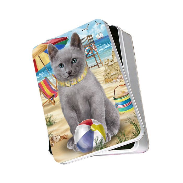 Pet Friendly Beach Russian Blue Cat Photo Storage Tin PITN51595