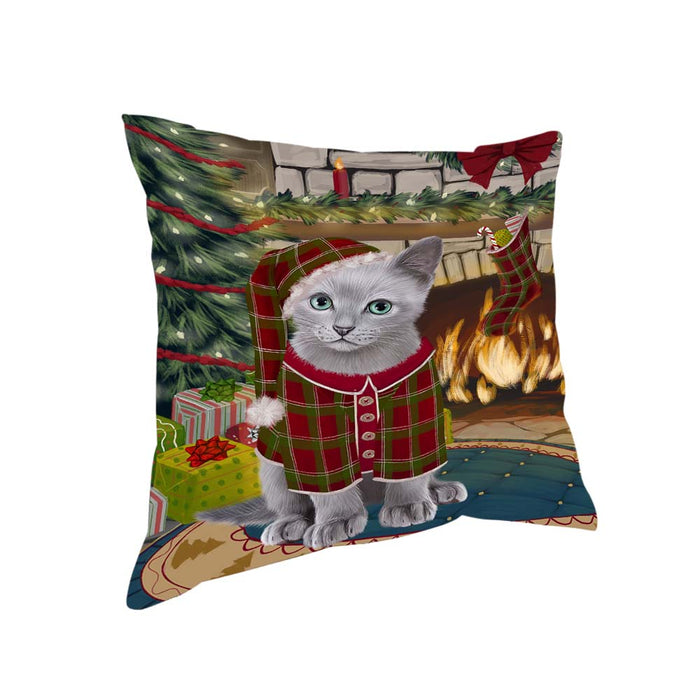 The Stocking was Hung Russian Blue Cat Pillow PIL71284