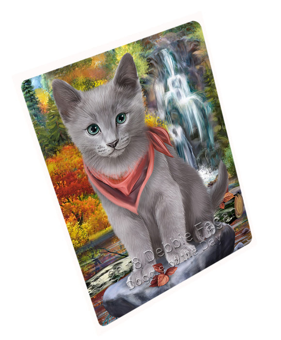 Scenic Waterfall Russian Blue Cat Large Refrigerator / Dishwasher Magnet RMAG72180