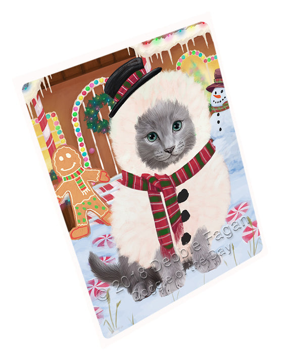 Christmas Gingerbread House Candyfest Russian Blue Cat Cutting Board C74706
