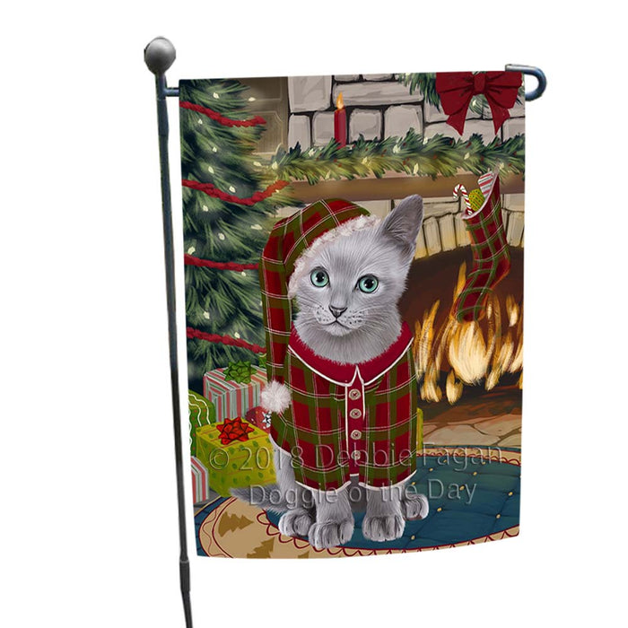 The Stocking was Hung Russian Blue Cat Garden Flag GFLG55882