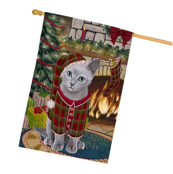 The Stocking was Hung Russian Blue Cat House Flag FLG56018