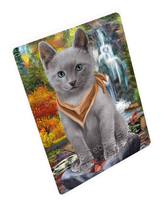 Scenic Waterfall Russian Blue Cat Large Refrigerator / Dishwasher Magnet RMAG72186