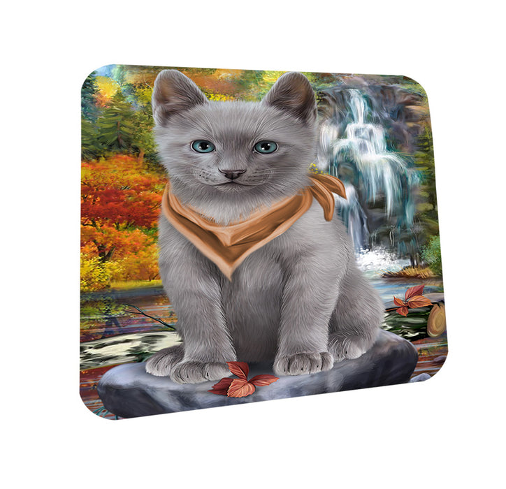 Scenic Waterfall Russian Blue Cat Coasters Set of 4 CST51907