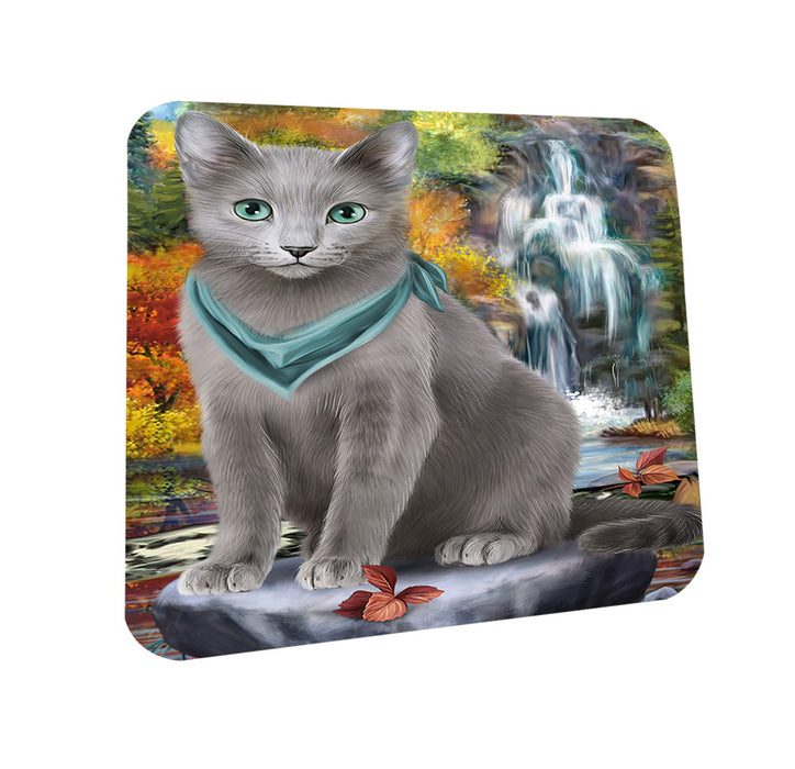 Scenic Waterfall Russian Blue Cat Coasters Set of 4 CST51908