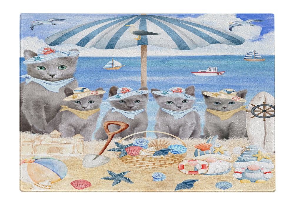 Russian Blue Tempered Glass Cutting Board: Explore a Variety of Custom Designs, Personalized, Scratch and Stain Resistant Boards for Kitchen, Gift for Cat and Pet Lovers