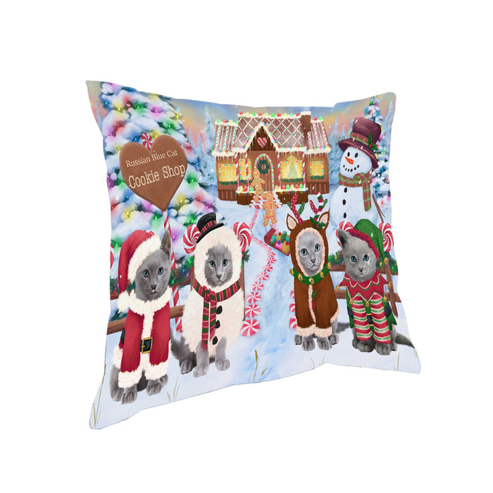 Holiday Gingerbread Cookie Shop Russian Blue Cats Pillow PIL80744